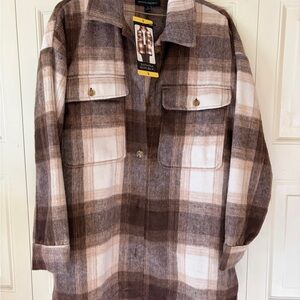 Banana Republic plaid Shacket size small polyester wool blend NWT